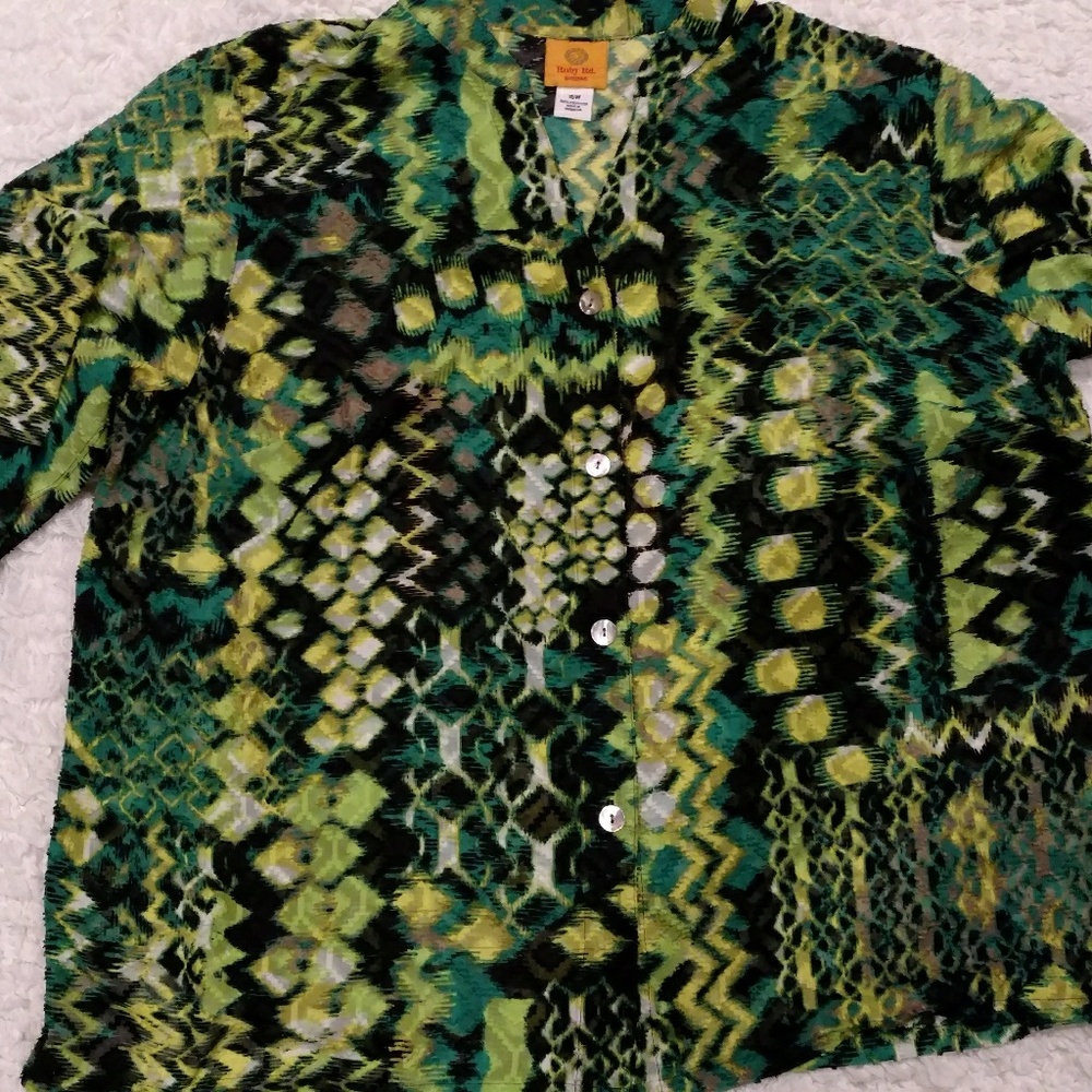 Green and Black Long Sleeved Top